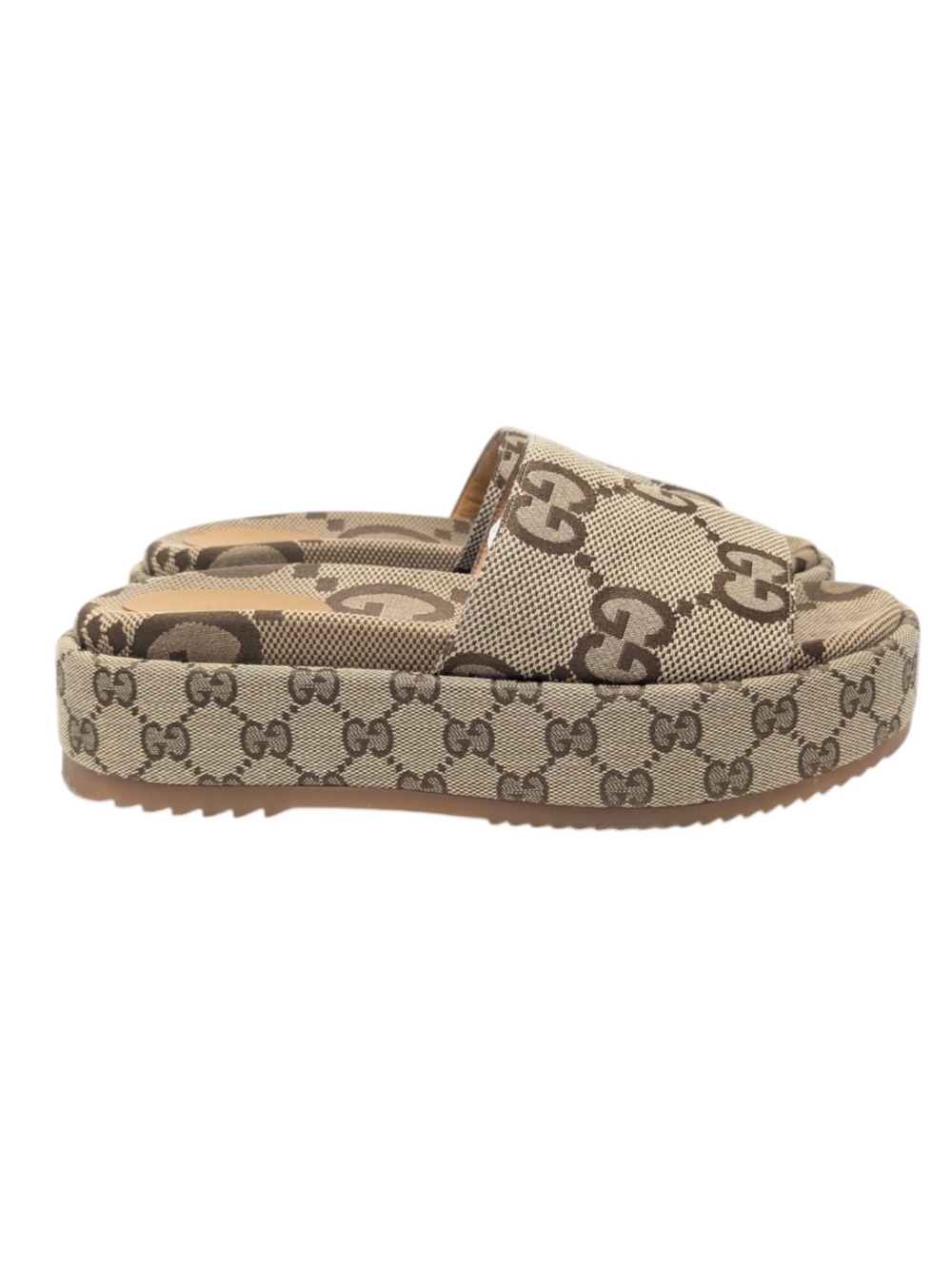 Gucci Angelina Monogram GG Slide Brown Beige Sandals Size EU 40 - Picture 3 of 14